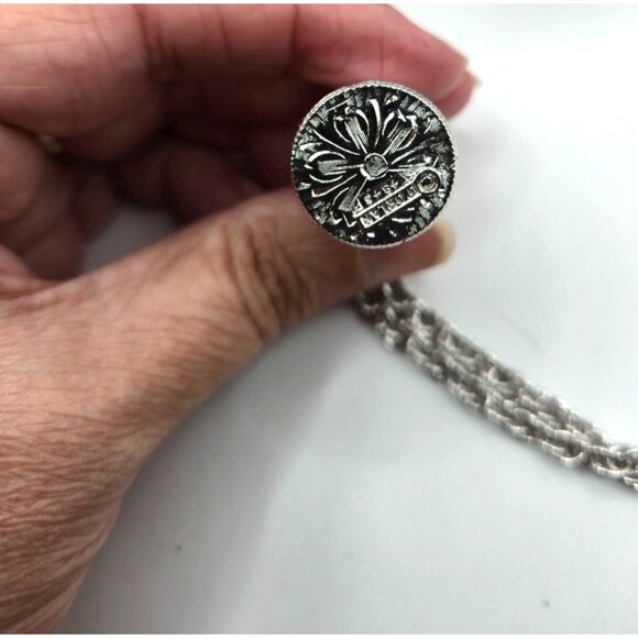 intage D’Orlan Silver Tone Milk Can Pendant Necklace NWT Long Chain - Picture 2 of 5